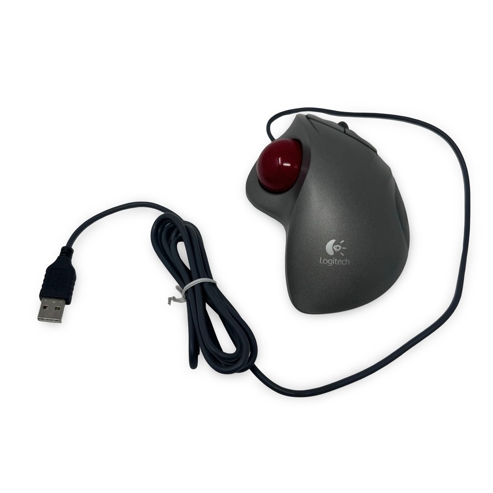 Logitech Trackman Wheel Trackball Mouse USB T-bb18 WORKS Right hand Stationary